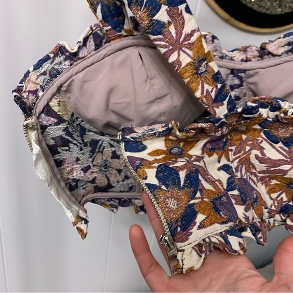 Anthropologie Sachin Babi Jacquard Sweetheart Crop Top Bustier Corset Tapestry - Picture 12 of 14